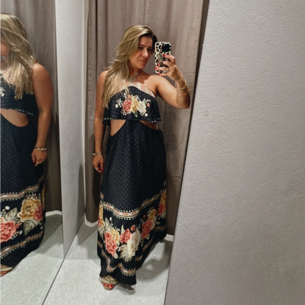 Farm Rio cut out detail maxi dress
